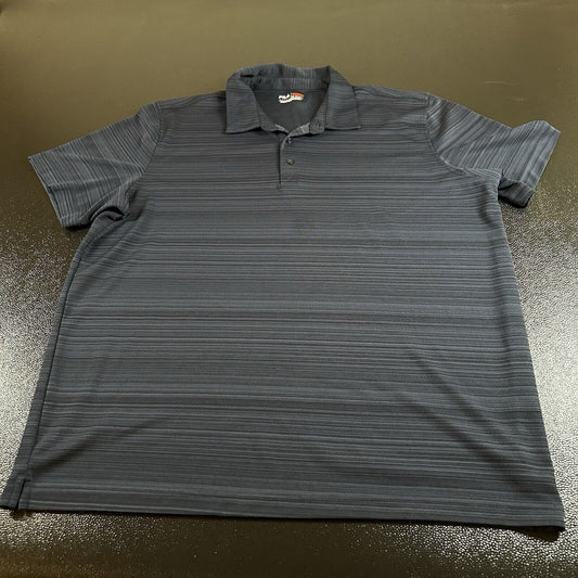 Fila Golf Polo Shirt Mens XXL 2XL Navy Striped Golf Athletic Fit Short Sleeve