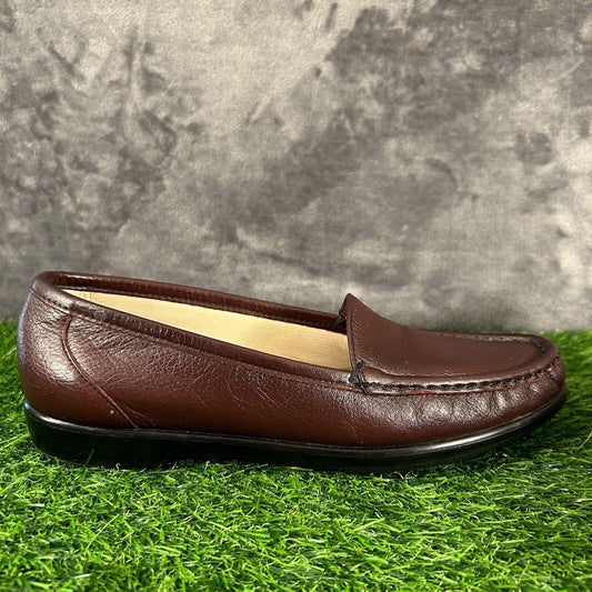 SAS Simplify Loafer Womens 8.5 S Burgundy Leather Shoes Slip On Casual Comfort