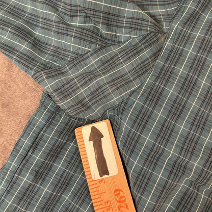 Duluth Trading Shirt Men Large Turquoise Check Preppy Button Up Long Sleeve Work