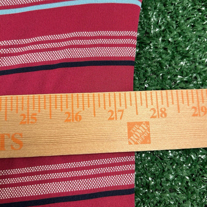 Reebok Polo Shirt Mens 3XL Pink/Red Blue Striped Short Sleeve Golf Athletic