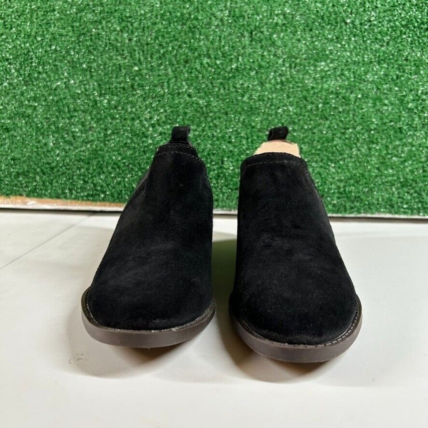 Lucky Brand Fallo Boots Black Suede Leather Ankle Booties Heeled Womens 5.5 M