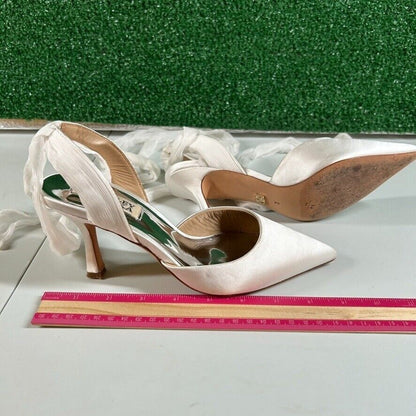 Badgley Mischka Women's Blaze Ankle Wrap Evening Pumps White Satin Size 5