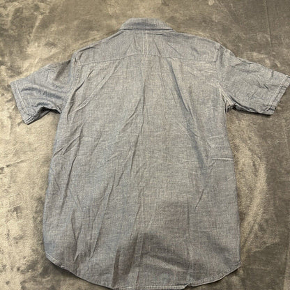 St Johns Bay Shirt Mens Large Blue Button Up Short Sleeve Double Pocket Casual