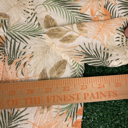 Chaps Hawaiian Shirt Men Large Orange Beige Floral Button Up Seacoast Wash Linen