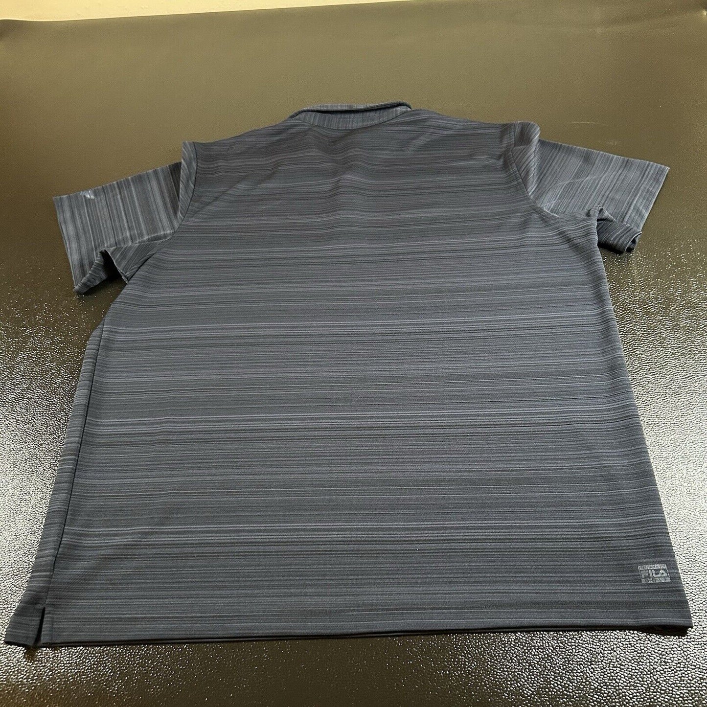 Fila Golf Polo Shirt Mens XXL 2XL Navy Striped Golf Athletic Fit Short Sleeve