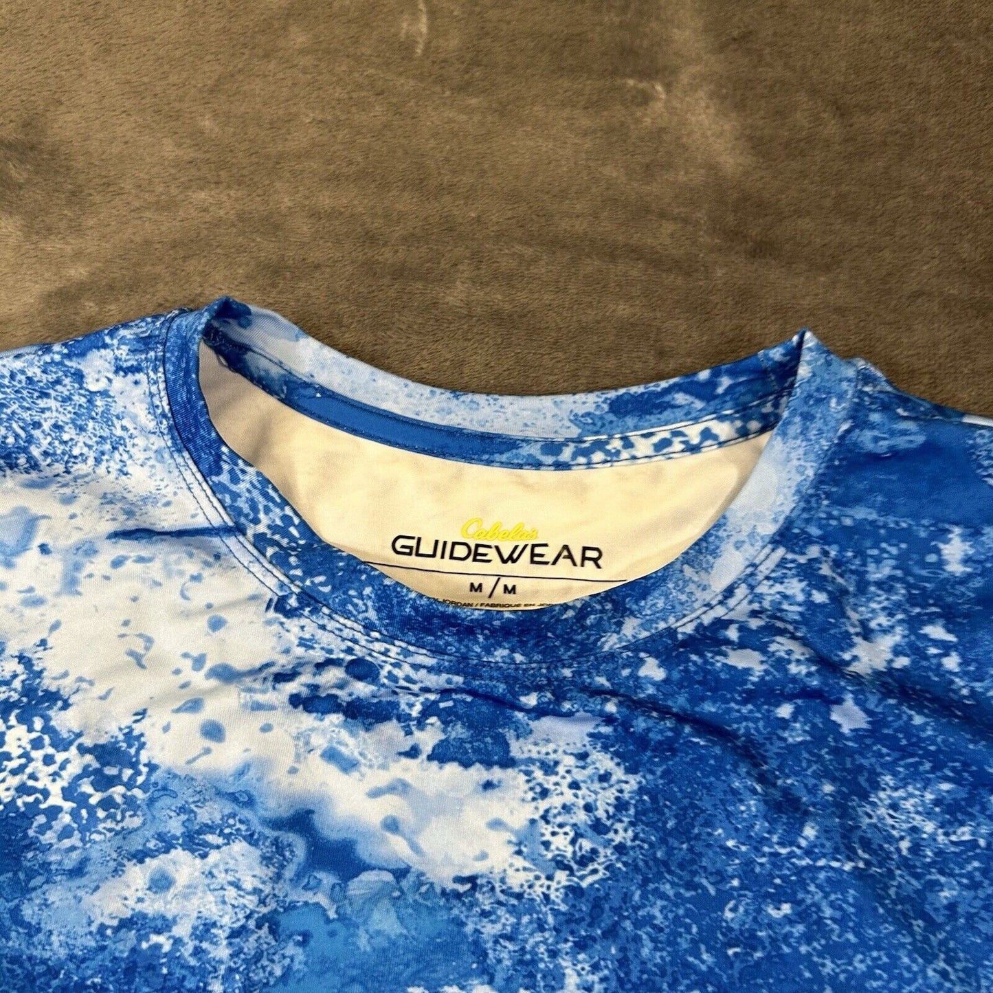 Cabelas Guidewear Shirt Men Medium Blue Camo Long Sleeve Casual Outdoor Athletic