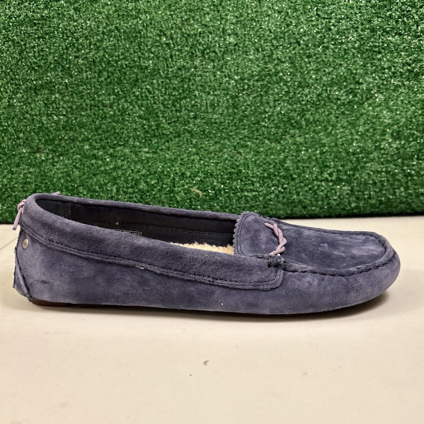 Ugg Ansley Moccasins Womens 10 M Blue Suede Slippers Casual Comfort Fur Warm