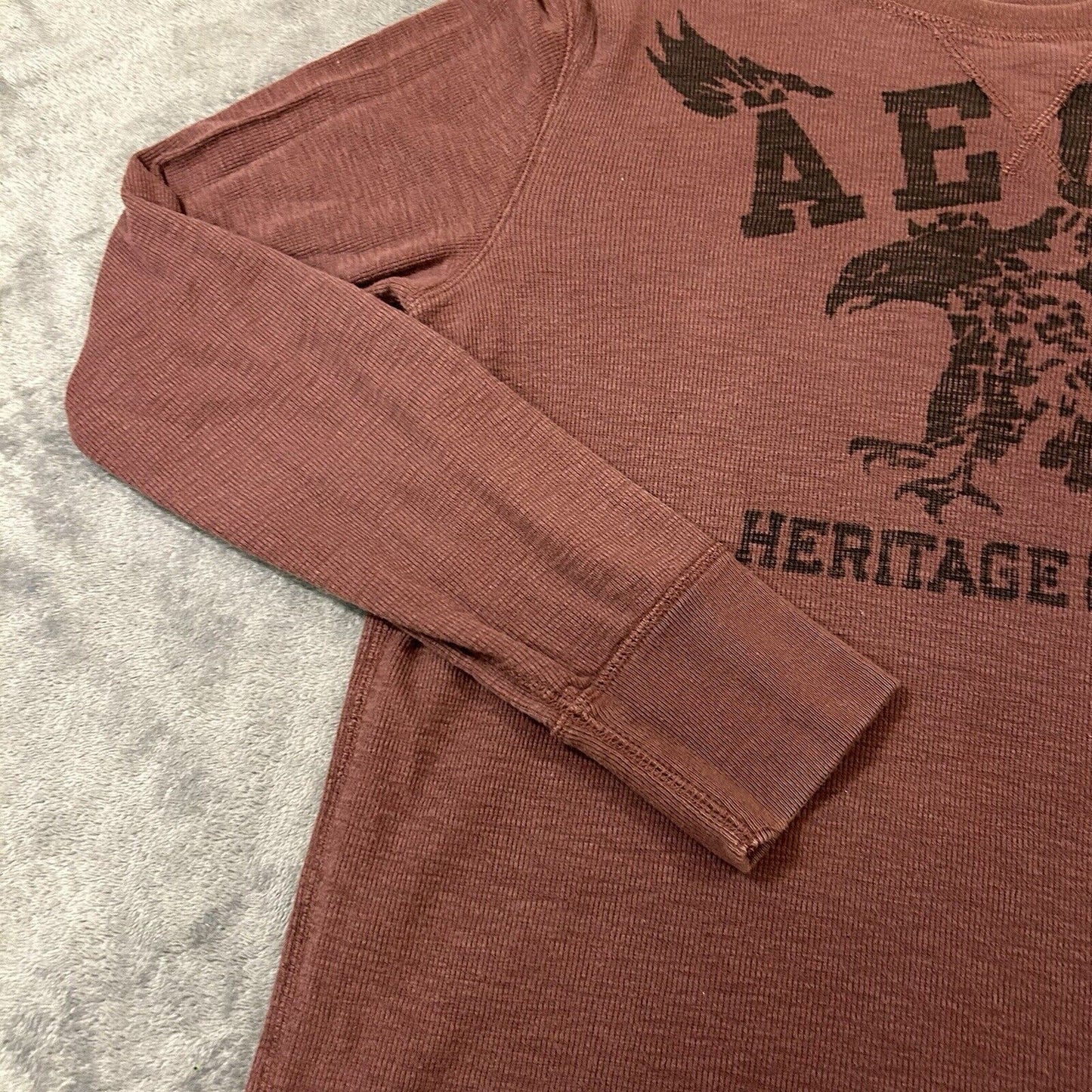 American Eagle Shirt Mens Small Maroon Vintage Fit Knit Long Sleeve Outdoor