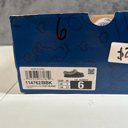 Skechers BOBS Faux Fur Clogs Mules Comfort Shoes Black Keepsakes Lite Womens 6