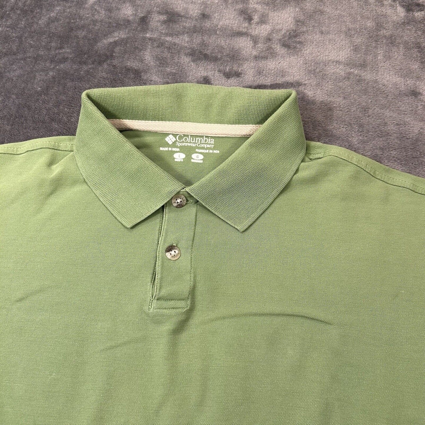Columbia Polo Shirt Mens Large Green Short Sleeve Casual Work Outdoor