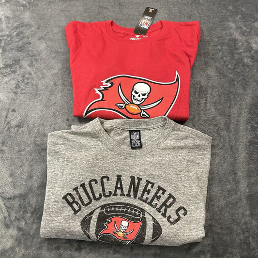 Tampa Bay Buccaneers Shirt LOT Mens Medium Gray Red Short Sleeve NFL Brady NEW
