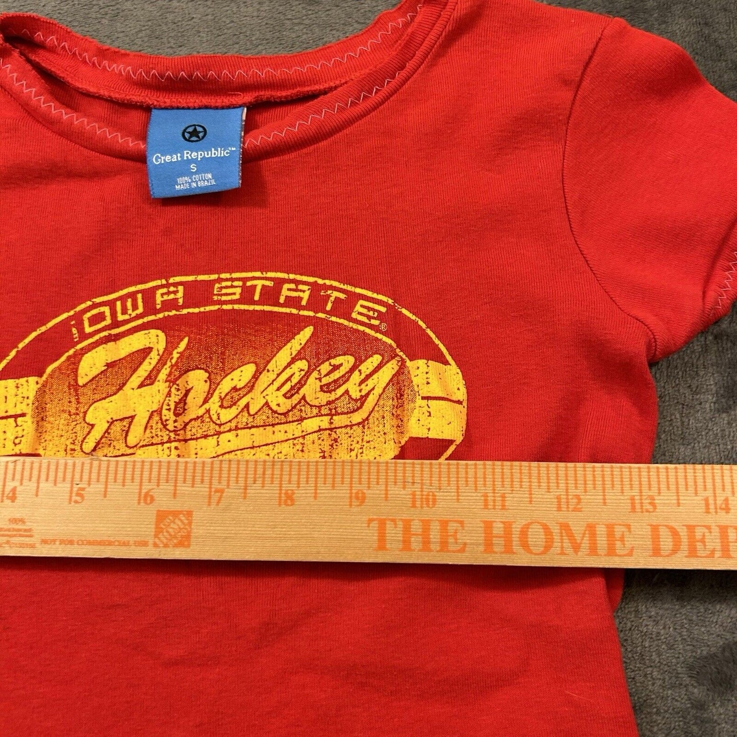 Iowa State Cyclones Shirt Youth Small Red Short Sleeve Hockey Great Republic