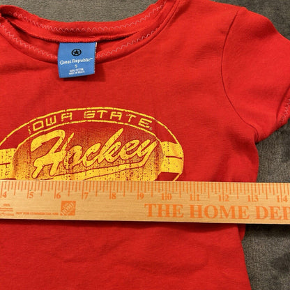 Iowa State Cyclones Shirt Youth Small Red Short Sleeve Hockey Great Republic