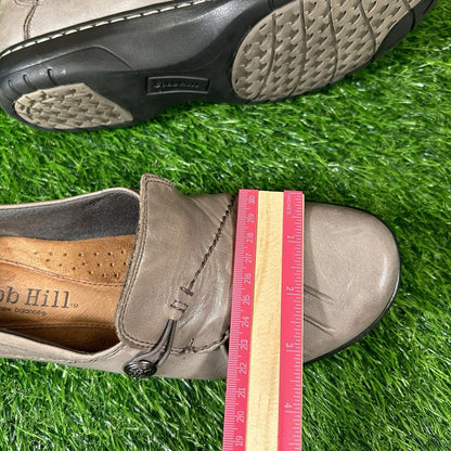 Cobb Hill Paulette Loafers Womens 7.5 M Gray Shoes Leather Casual Comfort Button