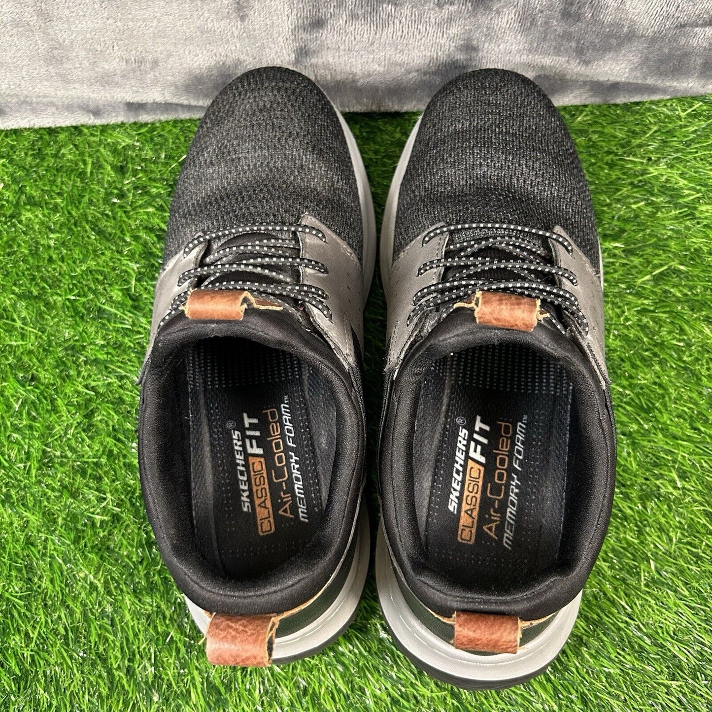 Skechers Delson Mens 8.5 Black Gray Shoes Sneakers Athletic Running Casual Walk