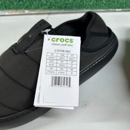 Crocs Classic Puff Moc Slip On Comfort Traction Mule Black Shoes Mens 9 Womes 11