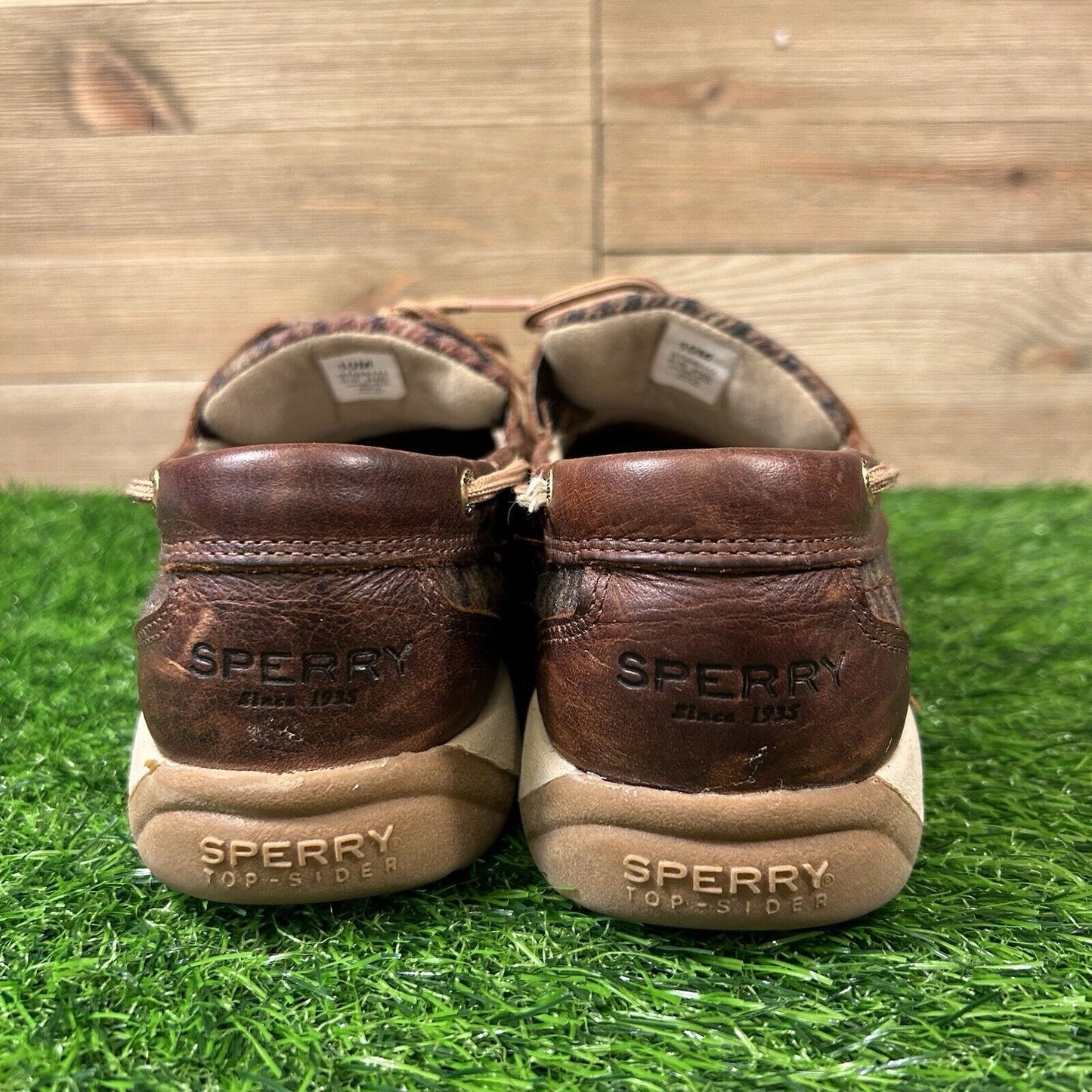 Sperry Top Sider Loafers Womens 10 M Brown Leather Boat Shoes Wool Casual 2 Eye
