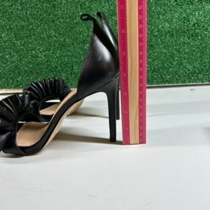 Gianni Bini Black Dress Sandal Ruffle Detail Heels Party Shoes Slip On Womens 8M