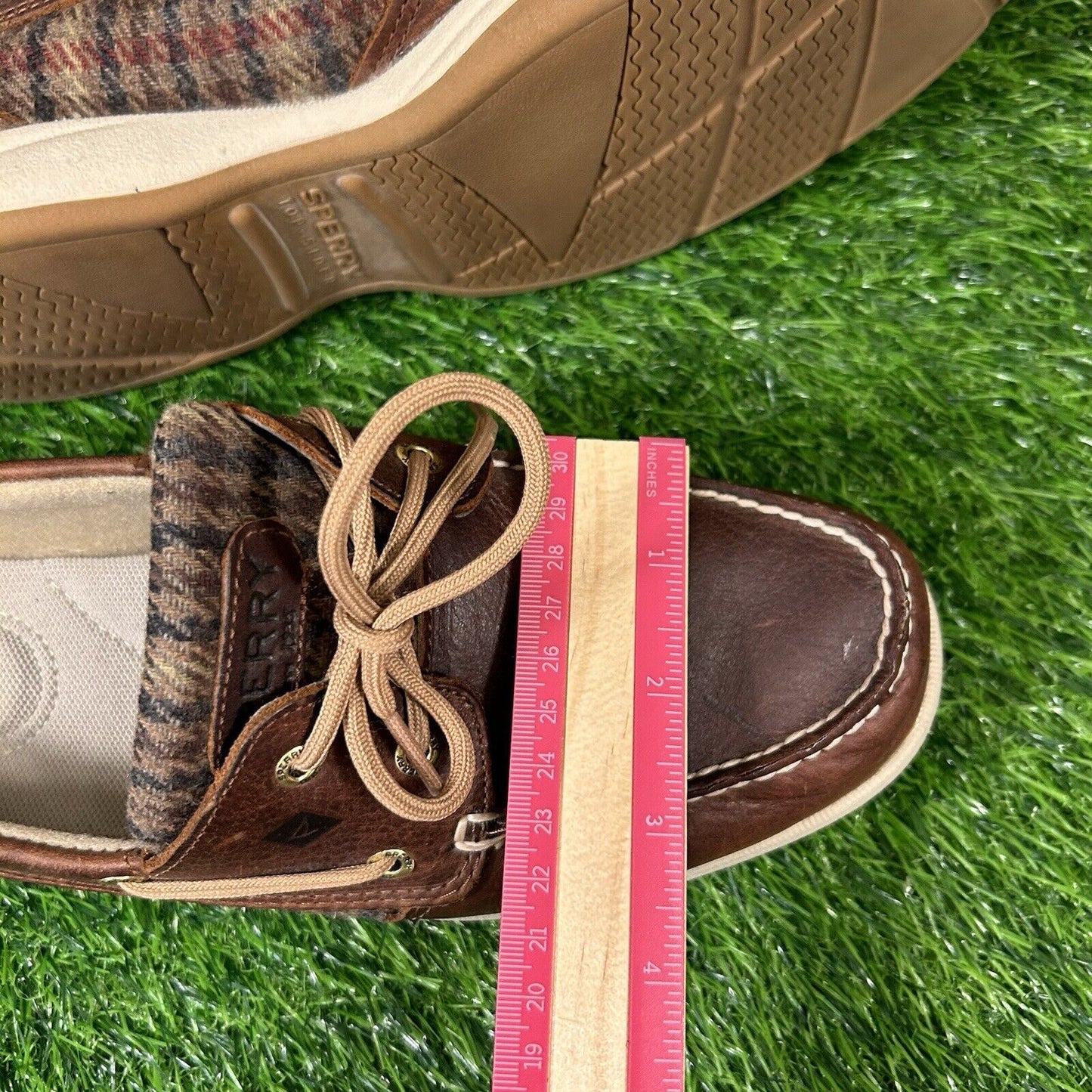 Sperry Top Sider Loafers Womens 10 M Brown Leather Boat Shoes Wool Casual 2 Eye