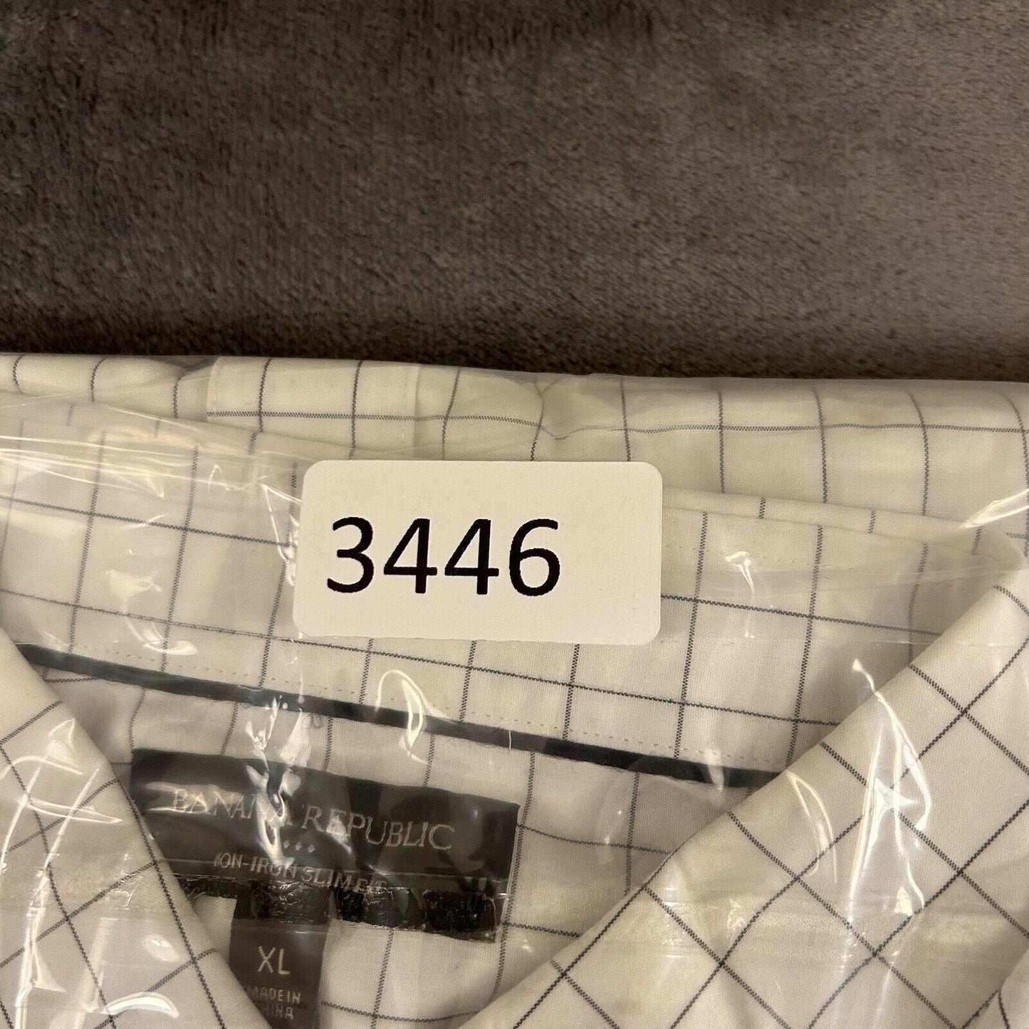 Banana Republic Shirt Mens Extra Large White Black Button Up Long Sleeve Slim