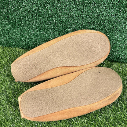 Minnetonka Moccasins Womens 8 M Brown Leather Suede Shoes Slipper Fur Lined