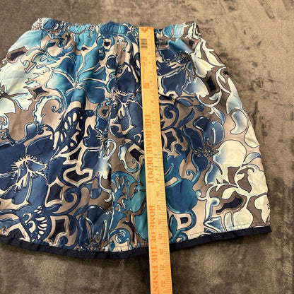 Nike Swim Trunks Mens Large Blue Gray Floral Swimwear Bottoms Board Shorts Beach