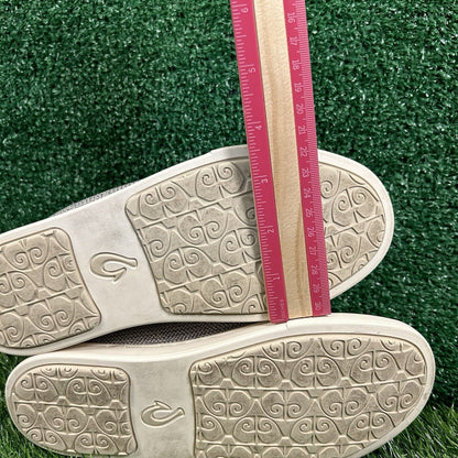 Olukai Pehuea Li Women 6 Beige Shoes Sneaker Knit Casual Lace Up Outdoor Preppy