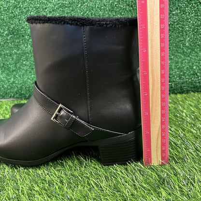 Khombu Madison Boots Womens 8.5 M Black Ankle Fur Lined Warm Outdoor Zip New