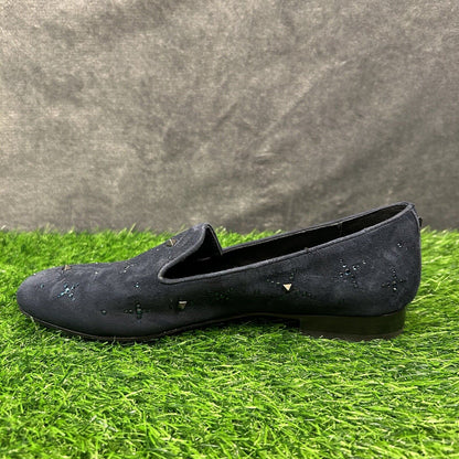 Donald Pliner Loafer Womens 6.5 M Blue Shoe Suede Leather Slip On Studded Luxxsp