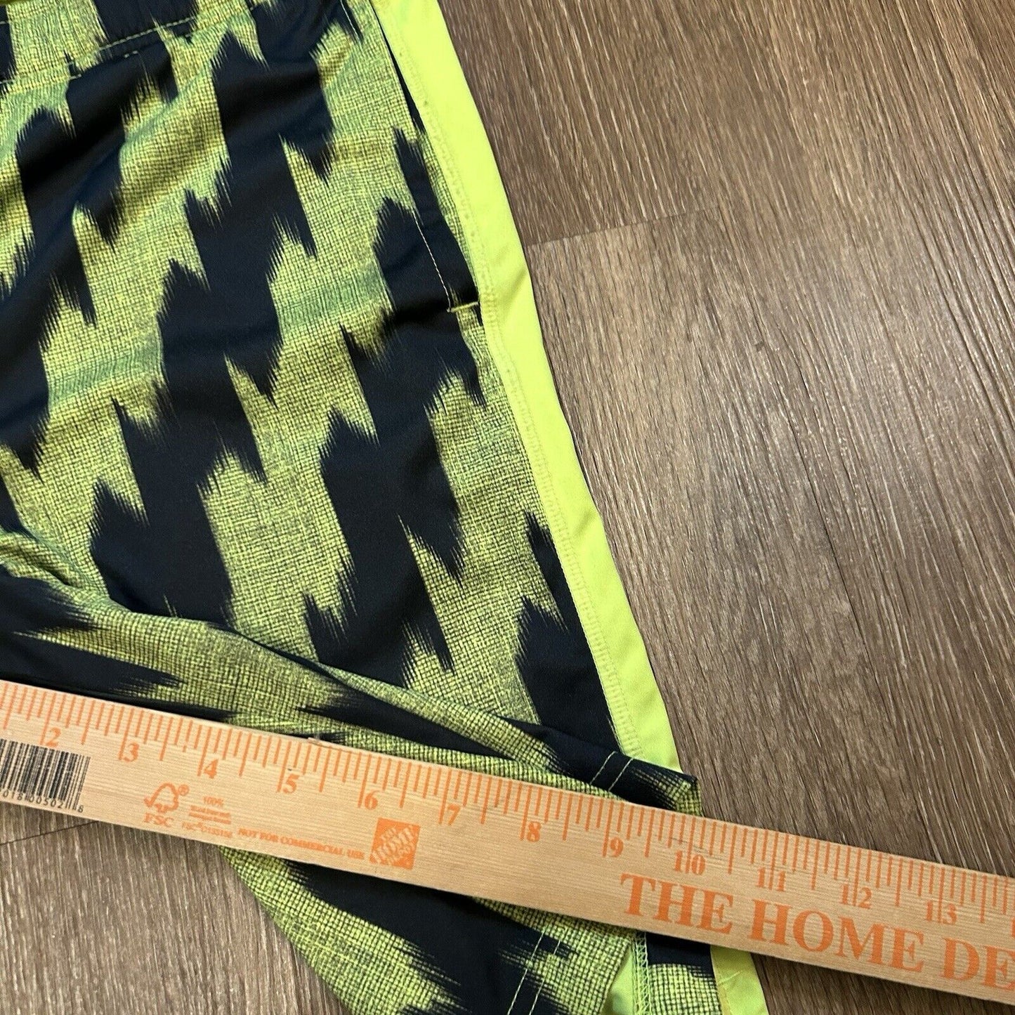 Nike Shorts Mens Medium 29" Neon Green Black Striped Dri-Fit Basketball Athletic