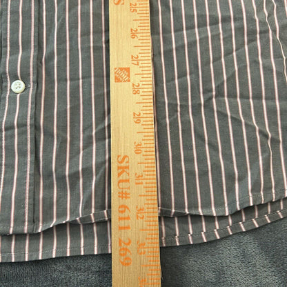 Gap Shirt Mens XXL 2XL Pink Gray Striped Button Up Long Sleeve Work Colorful