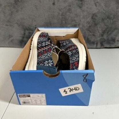 Hey Dude Wendy Winter Sweater Slip On Loafers Casual Shoes Blue Womens 8 New