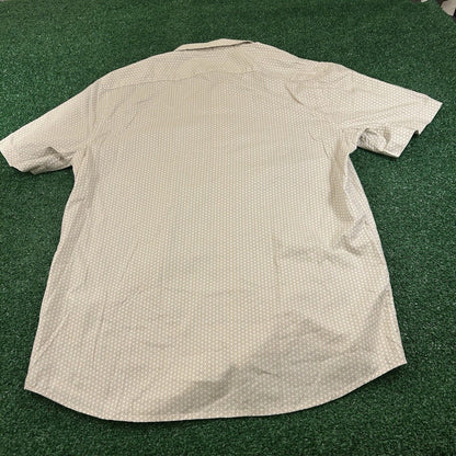 Banana Republic Shirt Mens Large Tall Beige Geometric Button Up Short Sleeve