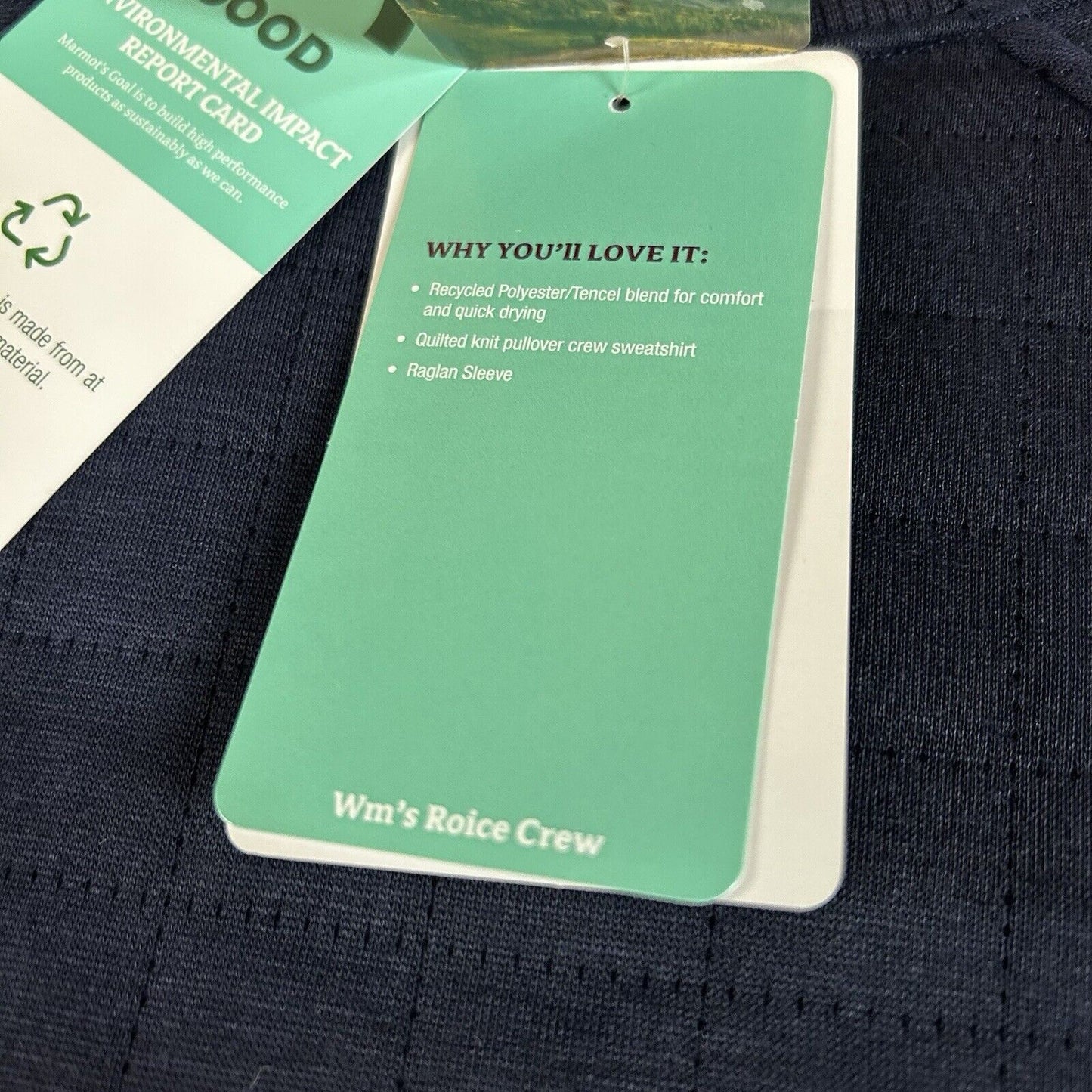 Marmot Roice Crew Sweater Womens Extra Large Navy Pullover Quilted New $90