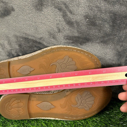 Born Adour Flats Womens 7 M Gray Beige Snakeskin Leather Shoes Slip On Casual