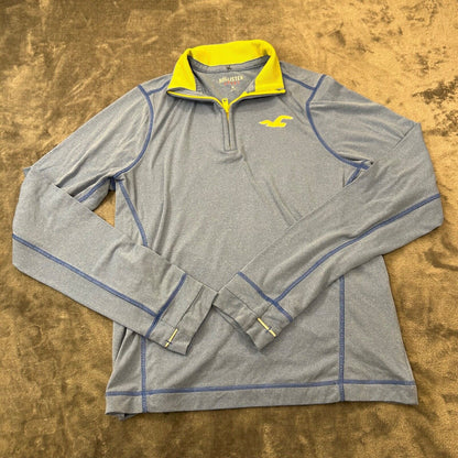 Hollister Sport Sweater Mens Medium Blue Pullover Quarter Zip Golf Sweatshirt