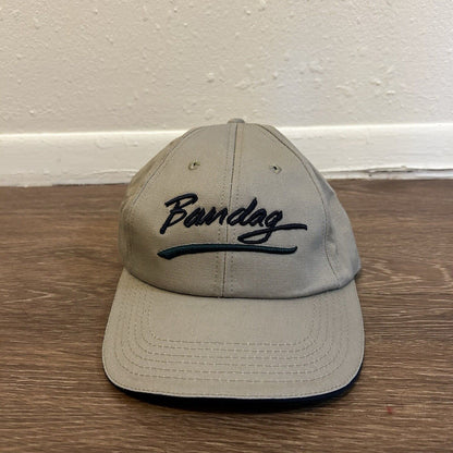 Vintage Bandag Hat Cap Mens Strapback Tan Black Logo Retro Y2K K-Products Usa