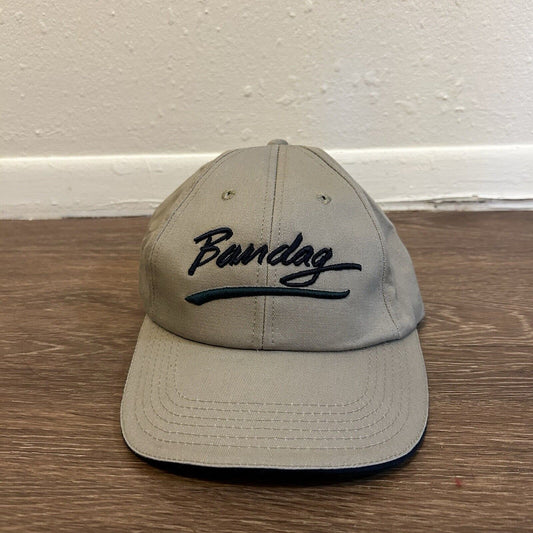 Vintage Bandag Hat Cap Mens Strapback Tan Black Logo Retro Y2K K-Products Usa