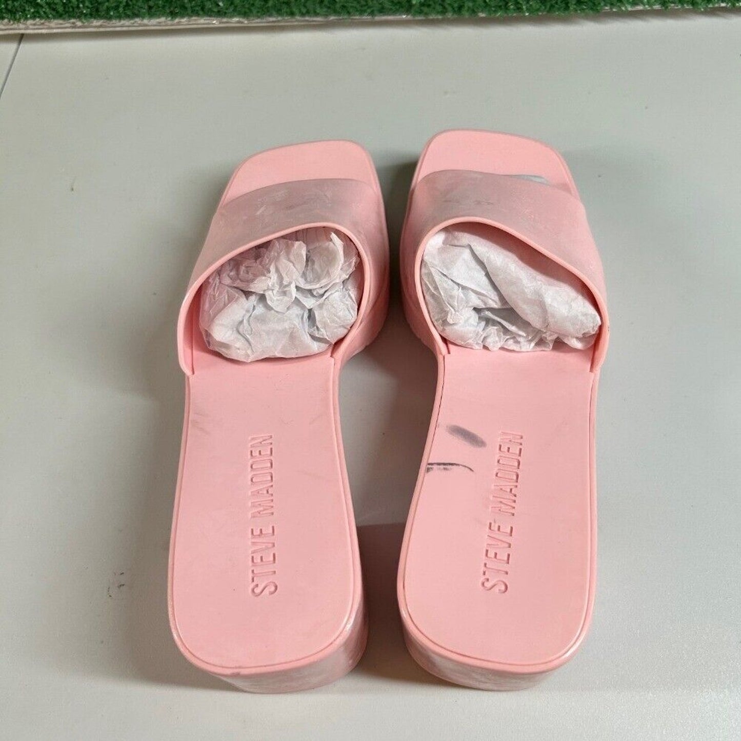 Steve Madden Harlin Platform Slide Sandals Block Heel Pink Y2K Style Womens 7 M