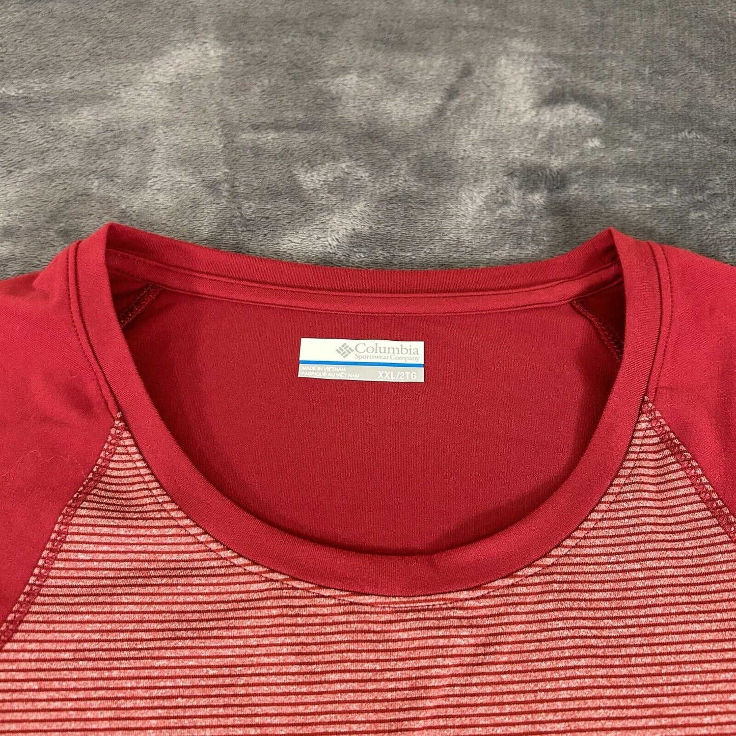 Columbia Shirt Mens XXL 2XL Red Striped Long Sleeve Omni-Wick Camp Outdoor