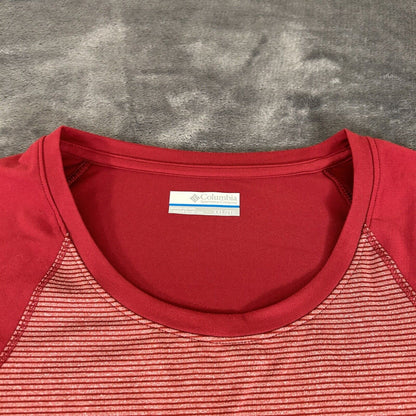 Columbia Shirt Mens XXL 2XL Red Striped Long Sleeve Omni-Wick Camp Outdoor