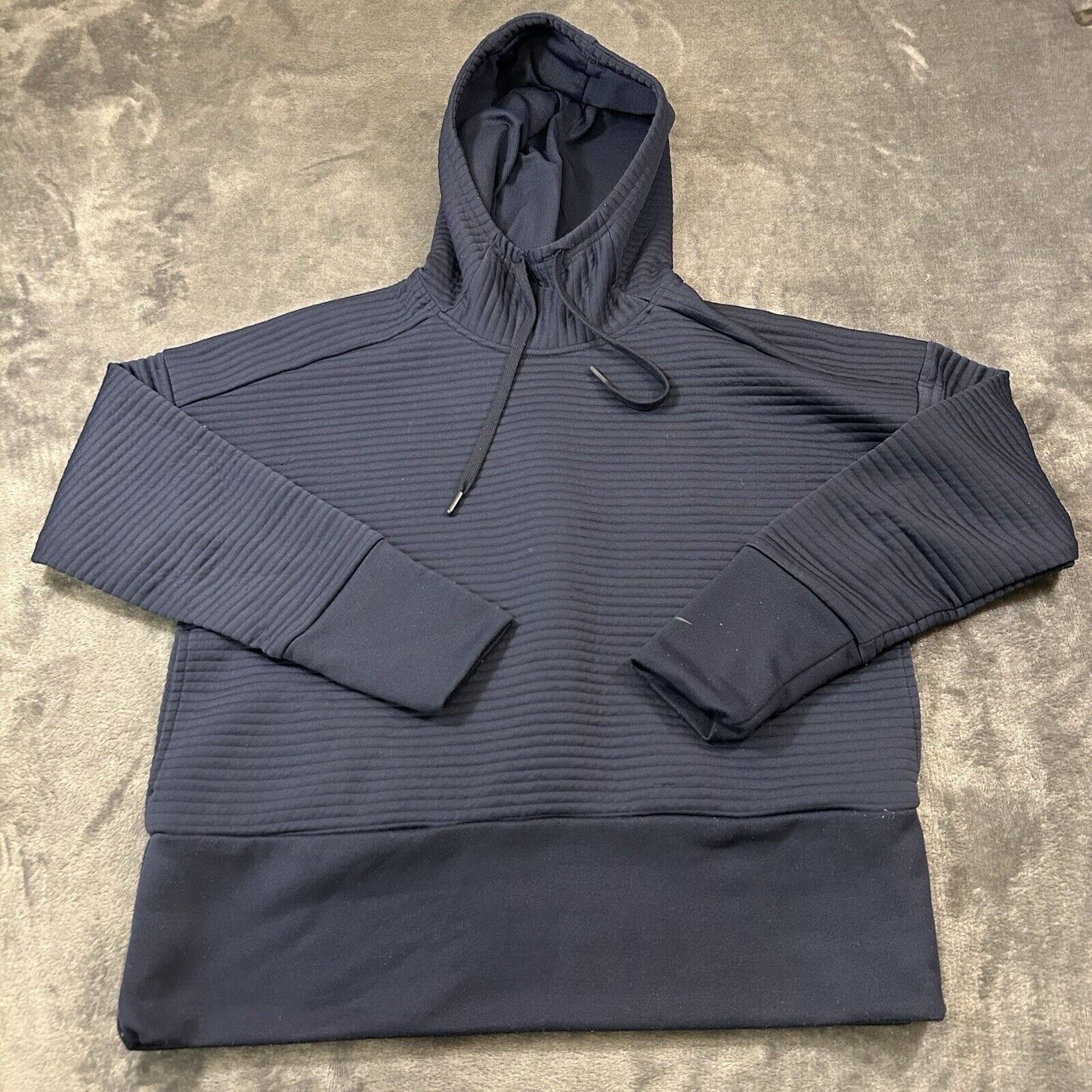 Nike Sweater Womens Extra Small Navy Ribbed Cropped Oversized Sweatshirt Hoodie