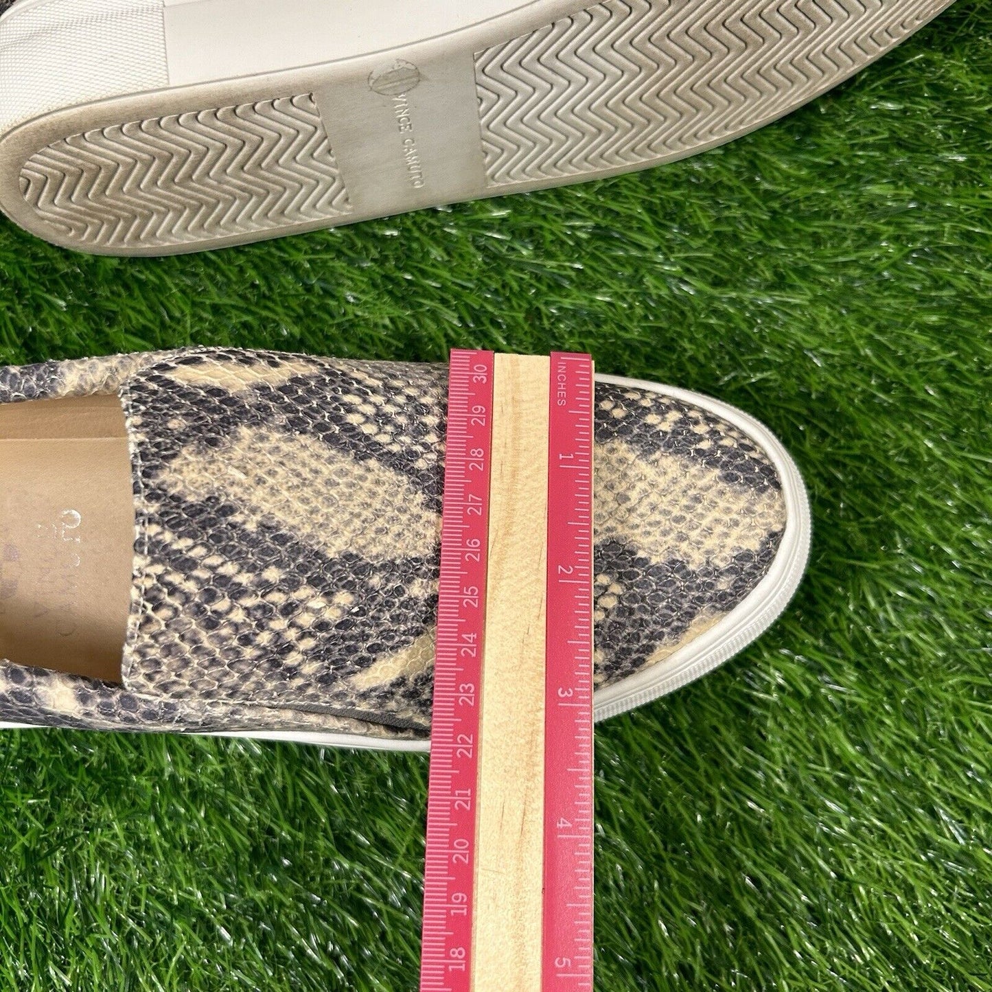 Vince Camuto Korliz Shoes Womens 8 M Beige Black Leather Snakeskin Platform