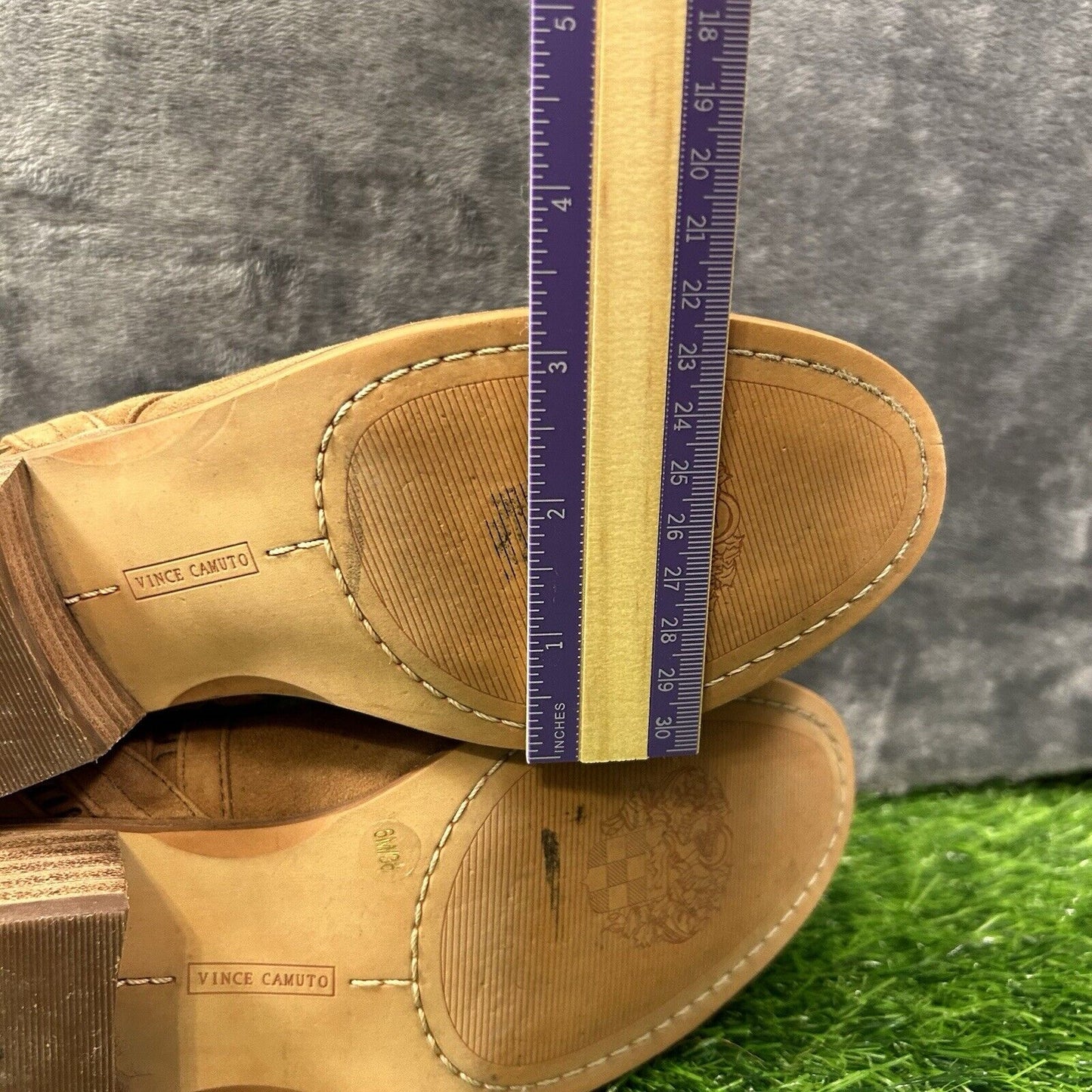 Vince Camuto Pimmy Boots Womens 6 M Brown Leather Ankle Booties Zip Up Heeled