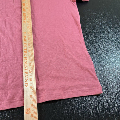 J Crew Slub Polo Shirt Mens Medium Red/Pink Band Collar Short Sleeve Preppy New