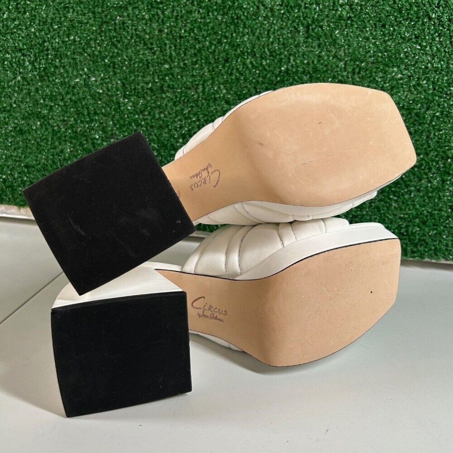 Circus by Sam Edelman Marlie Platform Sandals Block Heel White Womens 7.5 M