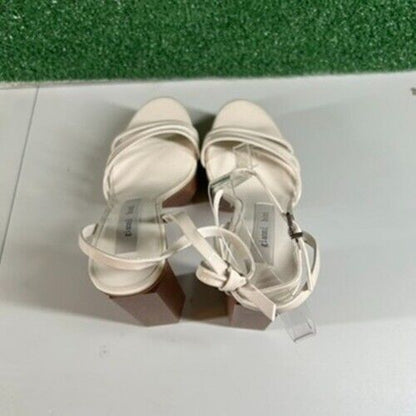 Gianni Bini Parrish Platform Sandals Ankle Strap Chunky Heel Beige Womens 9 M