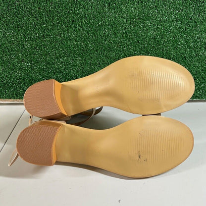 Journee Collection Ankle Strap Block Heel Sandals Open Toe Beige Nude Womens 11