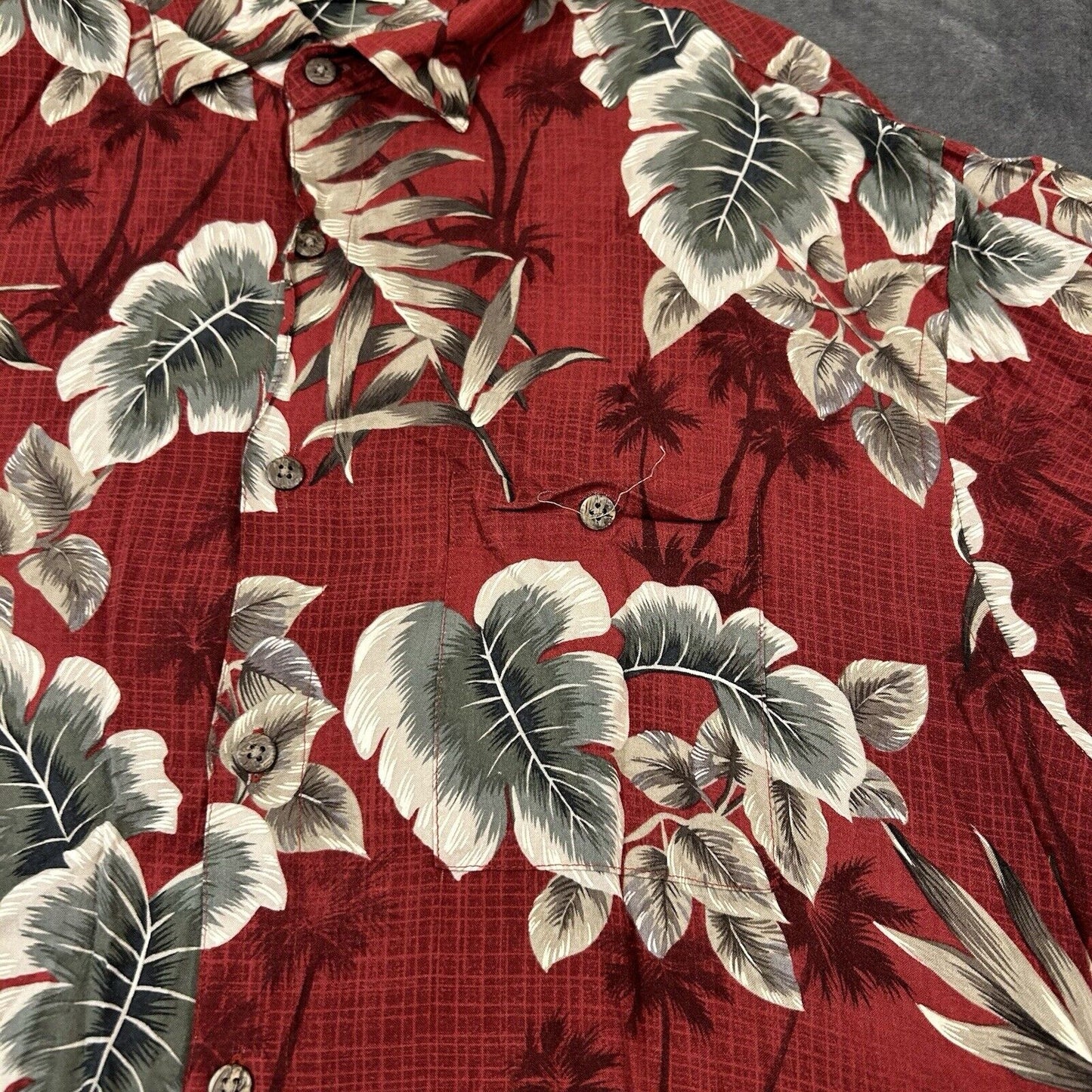 Campia Hawaiian Shirt Mens Medium Red Floral Button Up Short Sleeve Rayon Beach