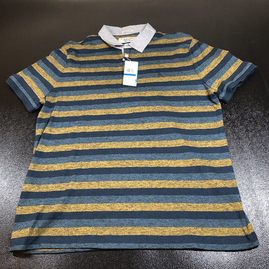 Penguin Munsingwear Shirt Mens Extra Large Blue Yellow Striped Heritage Slim New
